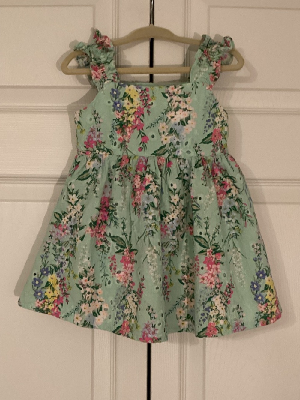 Mint Floral Ruffle-Shoulder Sundress for Girls Size 24 Months EUC